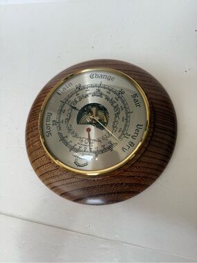 Vintage Daymaster Barometer Thermometer Weather Station Solid Wood Frame MCM